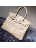 Hermes Birkin 30/35 Imported Crocodile Leather Bag Khaki(SHW)