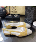 Chanel Tweed & Leather Slingbacks Ballerinas Flat G31319 Yellow/White 2021 