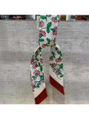 Doraemon x Gucci Flora Silk Bandeau Scarf 5x86cm White 2021