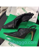 Bottega Veneta Lambskin Slingback Pumps 85mm Heel Black 2020