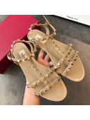 Valentino Rockstud Flat Rubber Sandal Beige 2019