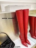 Amina Muaddi Calfskin Over-Knee High Boots 9.5cm Red 2021 111216