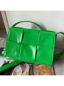 Bottega Veneta Mini Cassette Bag in Woven Shiny Calfskin Parakeet Green 2021