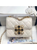 Chanel Quilted Calfskin Flap Bag with Resin Stone Charm AS1889 White 2020