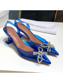 Amina Muaddi PVC Bow Sandals 7cm Blue 2021