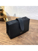 Celine Accordeon Card Holder in Grained Calfskin Black 2020