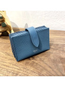 Celine Accordeon Card Holder in Grained Calfskin Blue 2020