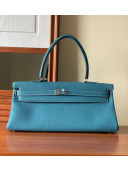 Hermes Shoulder Kelly Bag 42cm in Togo Leather Denim Blue/Silver 2020