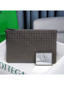 Bottega Veneta Woven Lambskin Medium Pouch Grey 2021