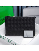 Bottega Veneta Woven Lambskin Medium Pouch Black 2021