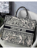 Dior Large Book Tote Bag in Black Toile de Jouy Embroidery 2021