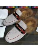 Gucci Princetown Canvas Wool Slipper White/Red 2019