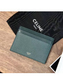 Celine Multifunction Card Holder in Grained Calfskin Deep Green 2020