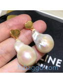 Celine Pearl Heart Short Earrings Gold 2020