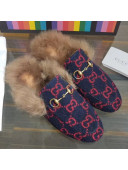 Gucci Princetown GG Woollen Cloth Wool Slipper Blue 2019