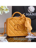 Chanel Quilted Matte Leather Small Vanity Case AS1785 Yellow 2020