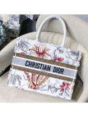 Dior Small Book Tote in Flower Embroidered Canvas Light Grey 2020