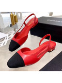 Chanel Lambskin & Grosgrain Flat Slingbacks Ballerina G31319 Red/Black 2020