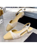 Chanel Lambskin & Tweed Flat Slingbacks Ballerina G31319 Off-White/Beige 2020