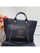 Chanel Deauville Grained Calfskin Medium Shopping Bag A57067 Black/Gold 2019