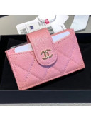 Chanel Iridescent Grained Calfskin Card Holder AP0342 Pink 2019