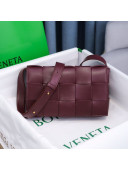 Bottega Veneta Cassette Small Crossbody Messenger Bag in Maxi-Woven Lambskin Burgundy 2020