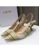 Dior J'Adior Slingback Pumps 6.5cm in Beige Stripes Embroidered Cotton 2021