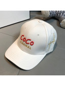 Chanel Coco Canvas Baseball Hat White 2021