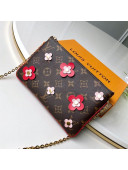 Louis Vuitton Blooming Flowers Pochette Double Zip Chain Wallet in Monogram Canvas M63905 Red 2019