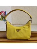 Prada Re-Edition 2005 Nylon and Crocodile Leather Hobo Bag 1BC204 Yellow 2021