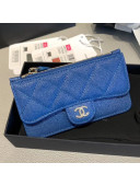 Chanel Quilted Grained Calfskin Zipped Classic Card Holder AP0374 Blue 2019