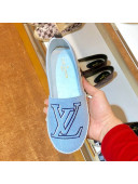 Louis Vuitton Seashore Oversize LV Flat Espadrilles 1A4VZK Blue Jean 2019