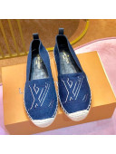 Louis Vuitton Seashore Oversize LV Flat Espadrilles 1A4VZK Dark Blue 2019