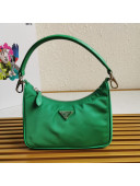 Prada Re-Edition 2005 Nylon and Crocodile Leather Hobo Bag 1BC204 Green 2021