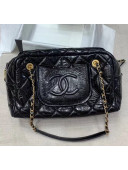 Chanel Crinkled Calfskin Bowling Shopping Bag Black 2020