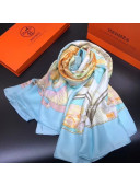 Hermes Silk Print Square Scarf 140x140cm HE05 Blue 2020