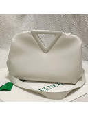 Bottega Veneta Medium Point Calfskin Top Handle Bag Chalk White 2021