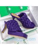 Bottega Veneta Board Woven Lambskin Platform Sandals 100mm Heel Purple 2020