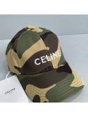 Celine Camouflage Canvas Baseball Hat Green 2021 10