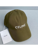 Celine Canvas Baseball Hat 2021 Green 11