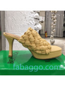 Bottega Veneta Board Woven Lambskin Platform Sandals 100mm Heel Yellow 2020