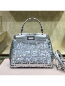 Fendi Peekaboo Iconic FF Sequins Mini Bag Silver 2019