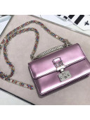 Dior Dioraddict Flap Bag in Metallic Calfskin With Jewelry Belt Strap Pink 2018