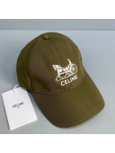 Celine Canvas Baseball Hat Green 2021 13