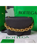 Bottega Veneta Mount Grained Calfskin Small Chain Envelope Bag Black 2021