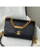 Chanel Grained Calfskin & Gold-Tone Metal Flap Bag AS2764 Black 2021