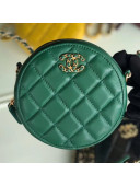 Chanel Quilted Lambskin Chain CC Round Clutch with Chain AP0725 Green 2019