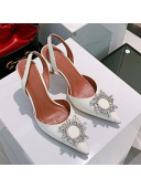 Amina Muaddi TPU Crystal Circle Slingback Pumps 9.5cm White 2021 08