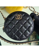 Chanel Quilted Lambskin Chain CC Round Clutch with Chain AP0725 Black 2019