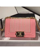 Chanel Pearl Calfskin Small Boy Flap Bag A67085 Pink 2019